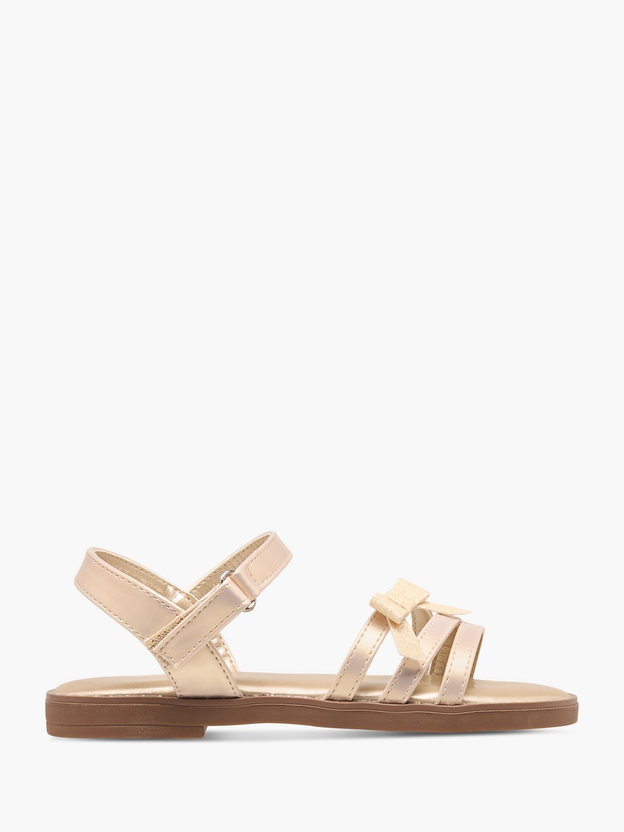 Embellished Bow Accent Strap Sandals with Hook and Loop Closure
