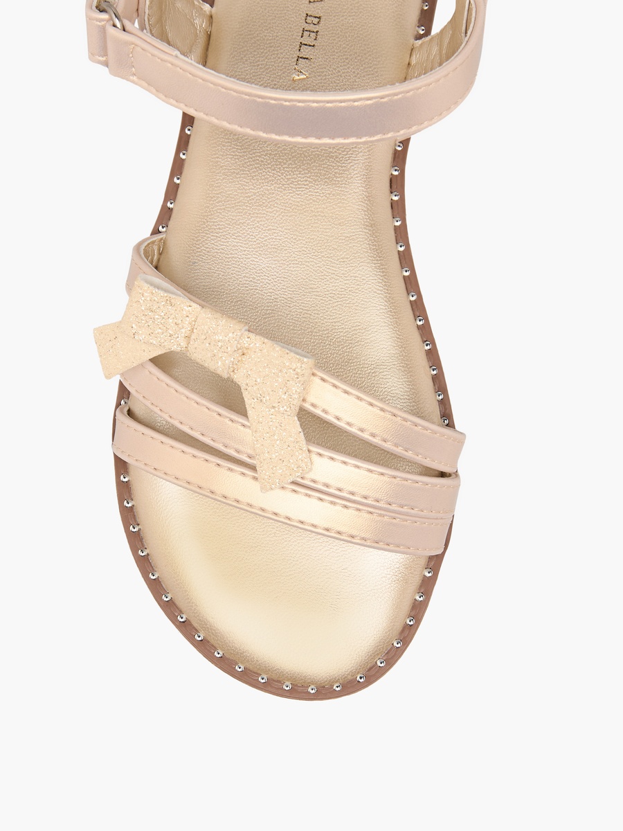 Embellished Bow Accent Strap Sandals with Hook and Loop Closure