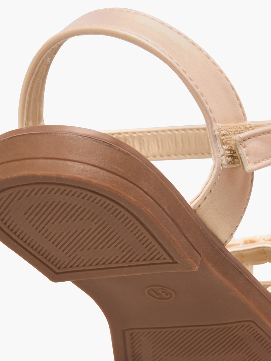 Embellished Bow Accent Strap Sandals with Hook and Loop Closure