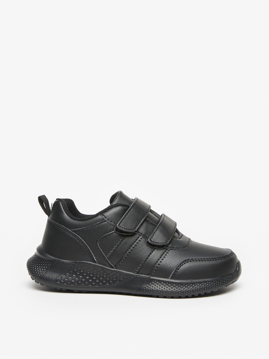 Solid School Shoes with Hook and Loop Closure