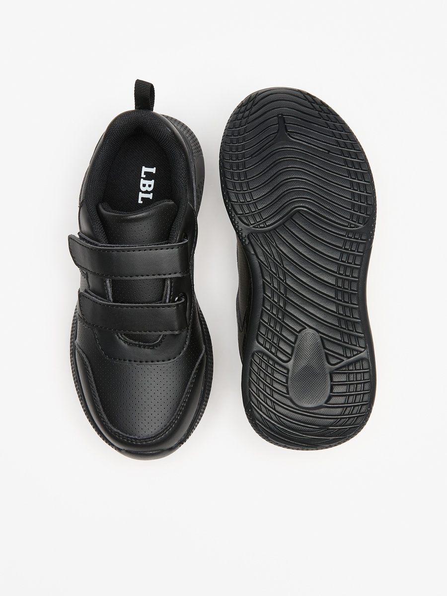 Solid School Shoes with Hook and Loop Closure