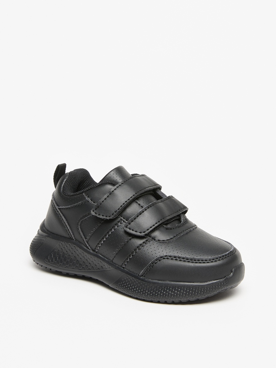Solid School Shoes with Hook and Loop Closure