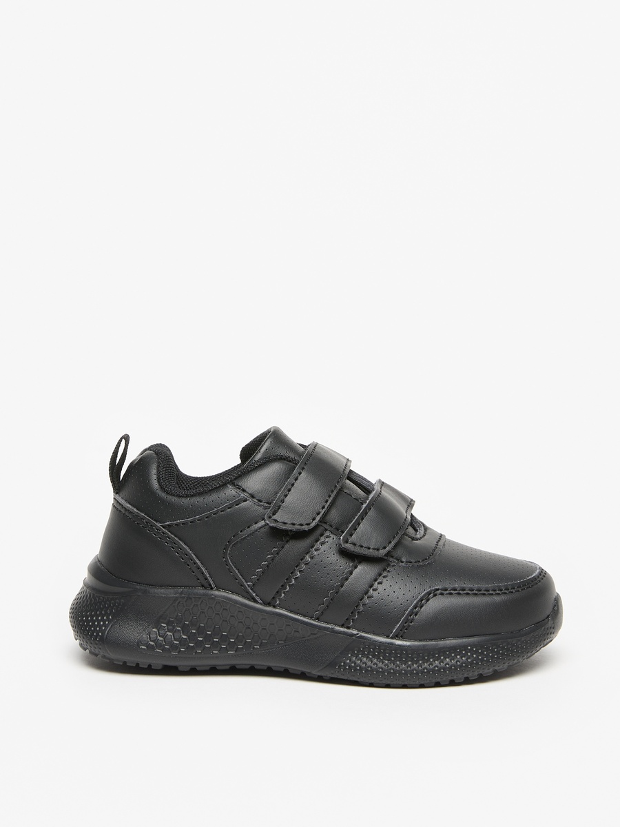 Solid School Shoes with Hook and Loop Closure