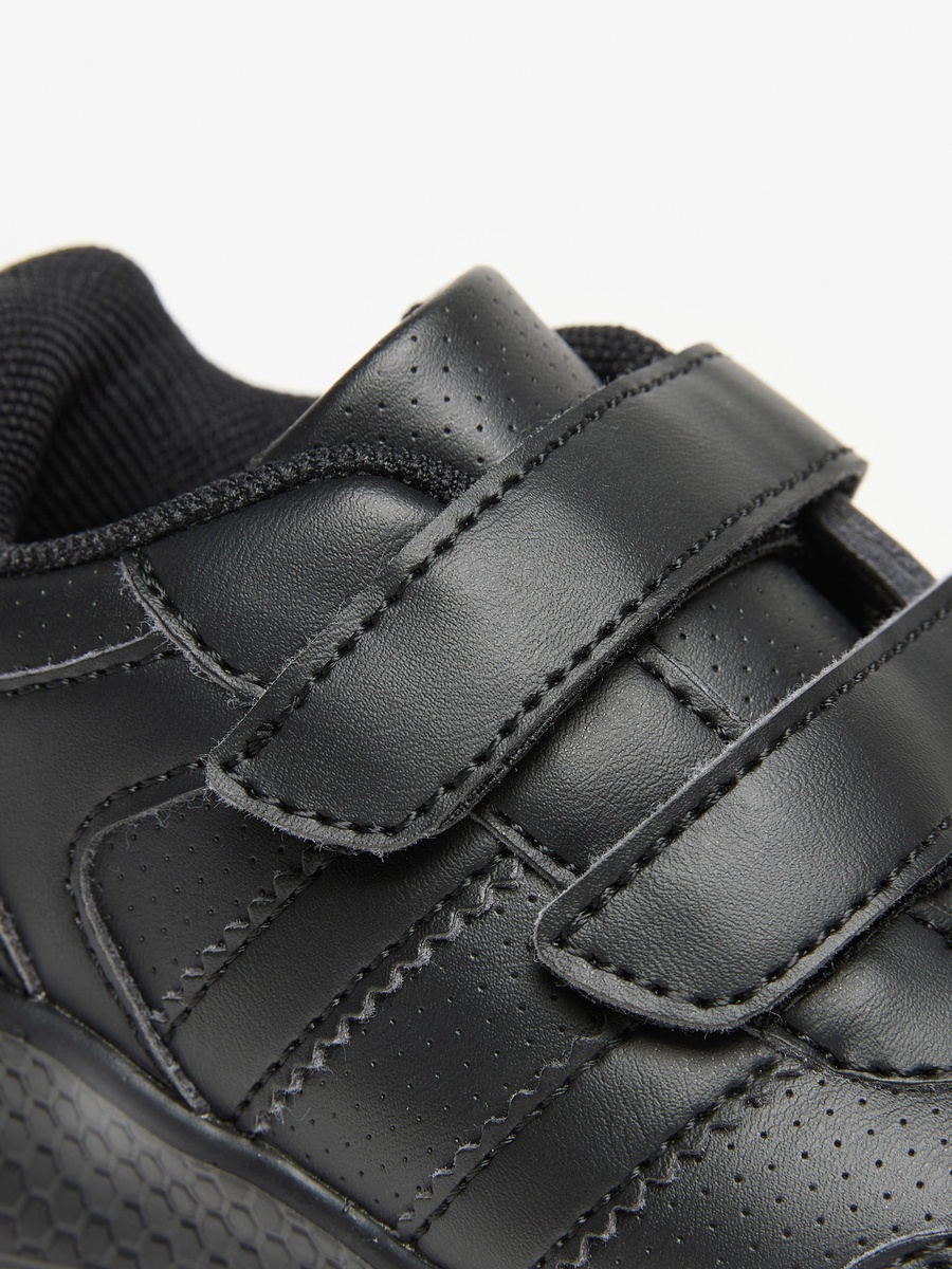 Solid School Shoes with Hook and Loop Closure
