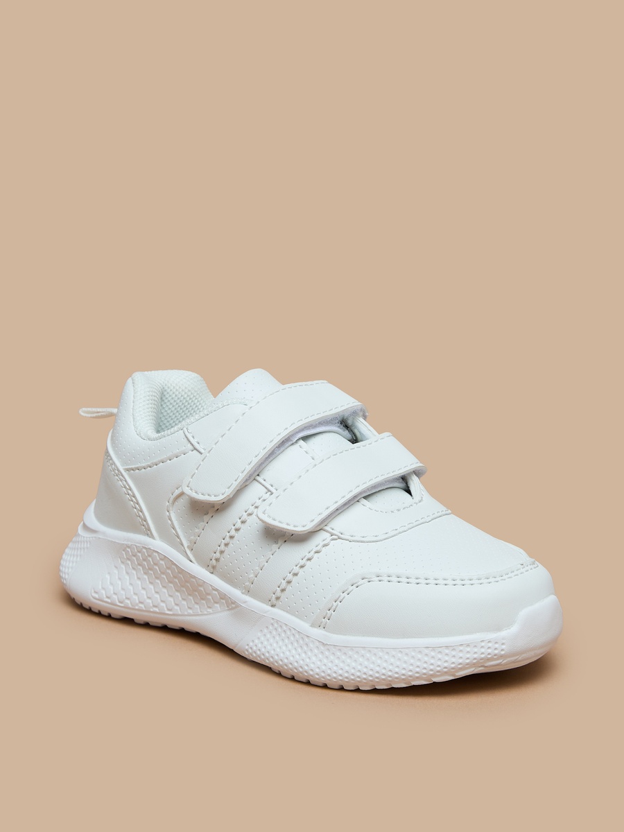 Solid School Shoes with Hook and Loop Closure