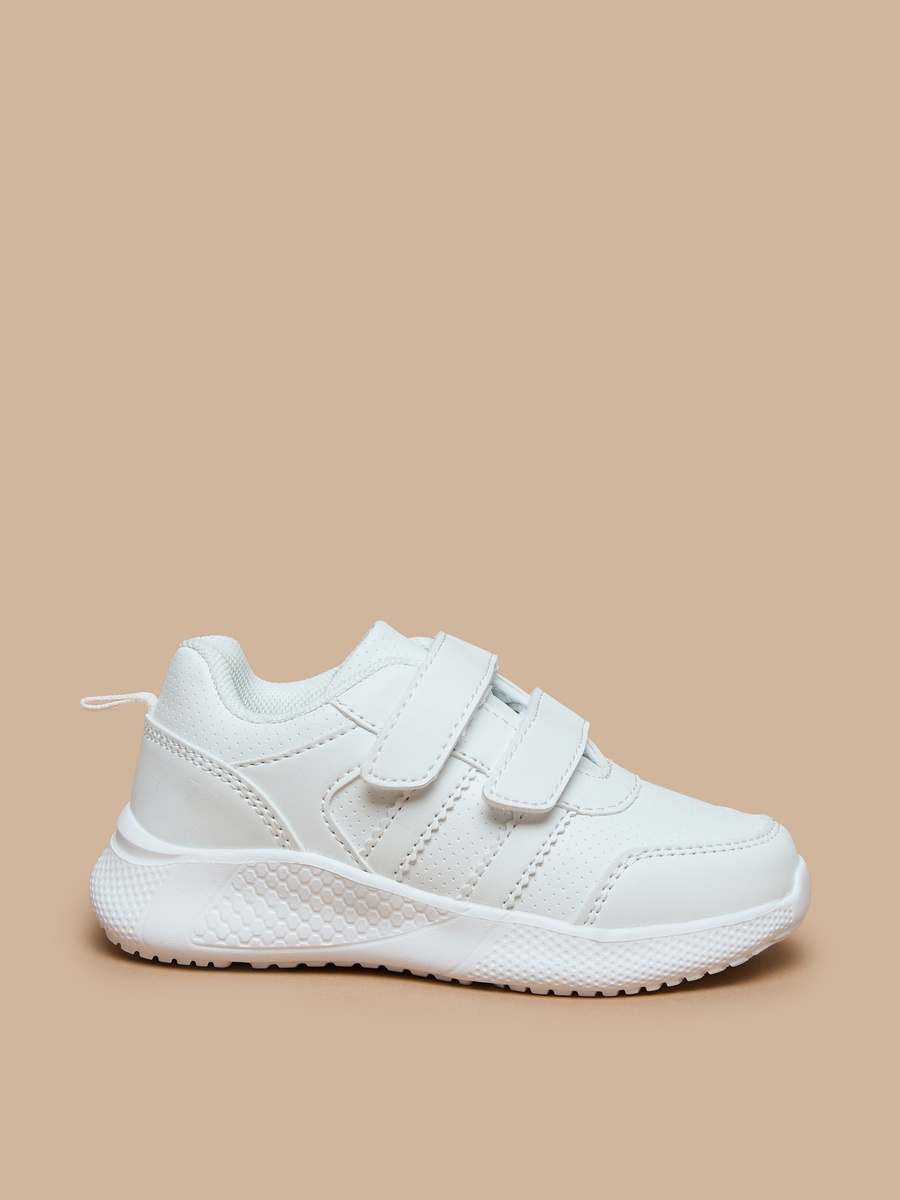 Solid School Shoes with Hook and Loop Closure