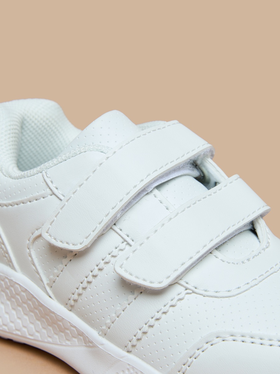 Solid School Shoes with Hook and Loop Closure