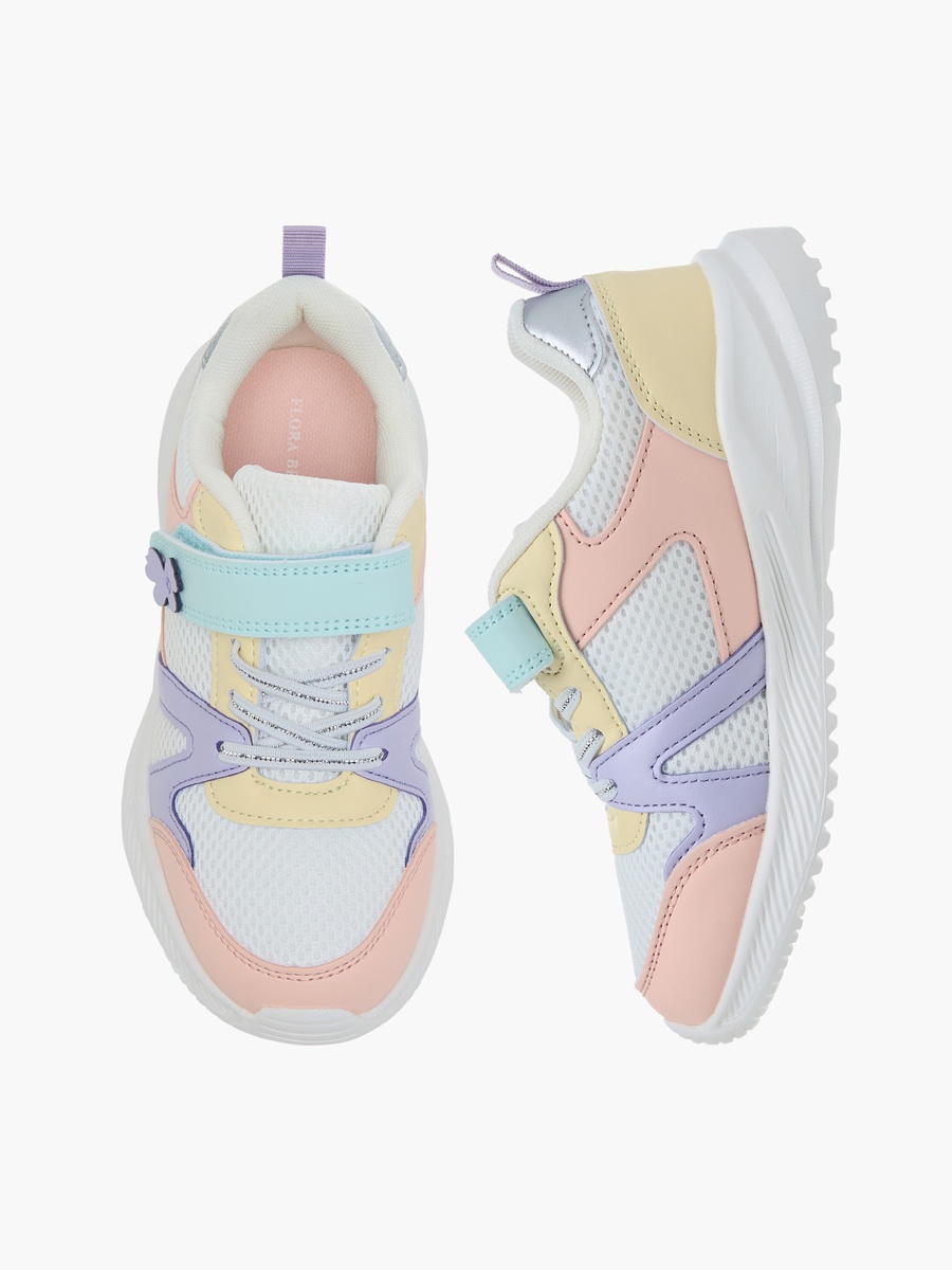 Colourblock Sneakers with Hook and Loop Closure