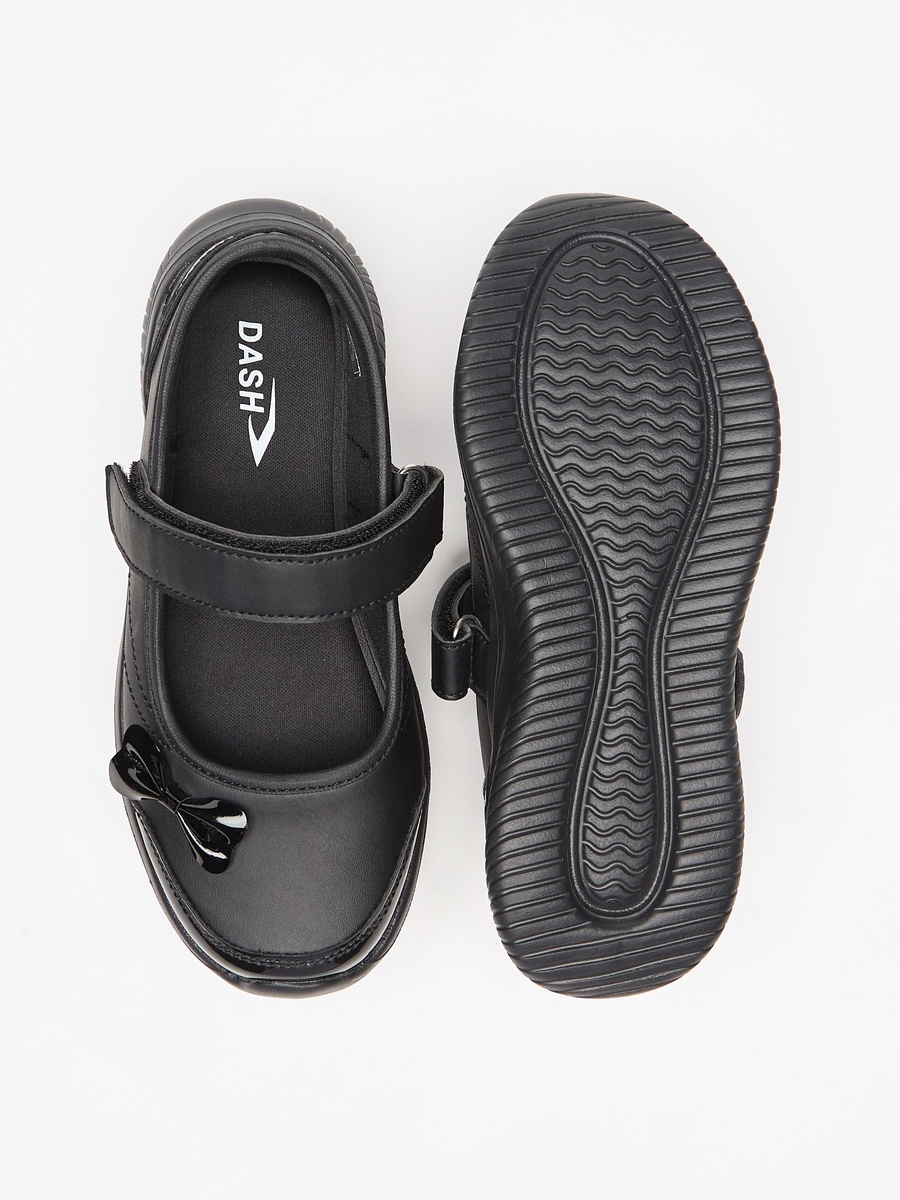 Bow Accent Mary Jane School Shoes with Hook and Loop Closure