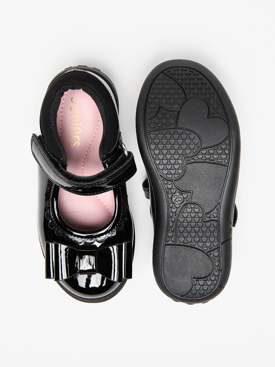 Bow Accent Mary Jane Shoes with Hook and Loop Closure