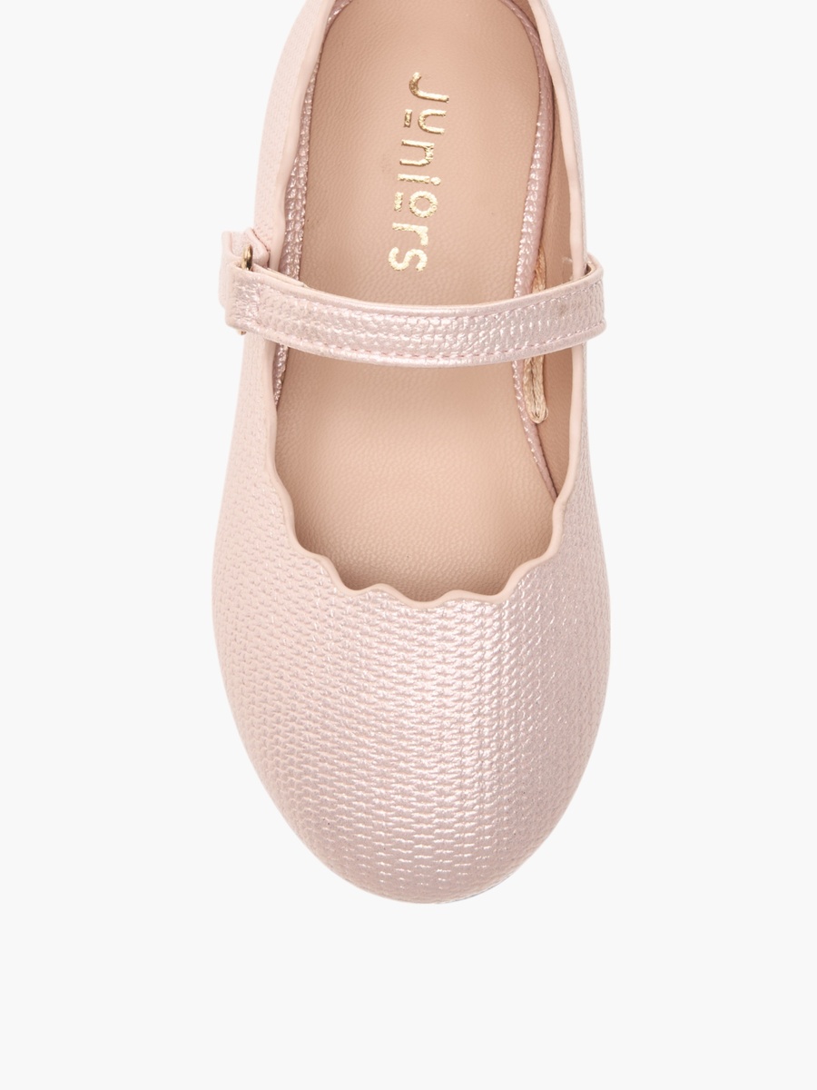 Scallop Detail Ballerina Shoes with Hook and Loop Closure