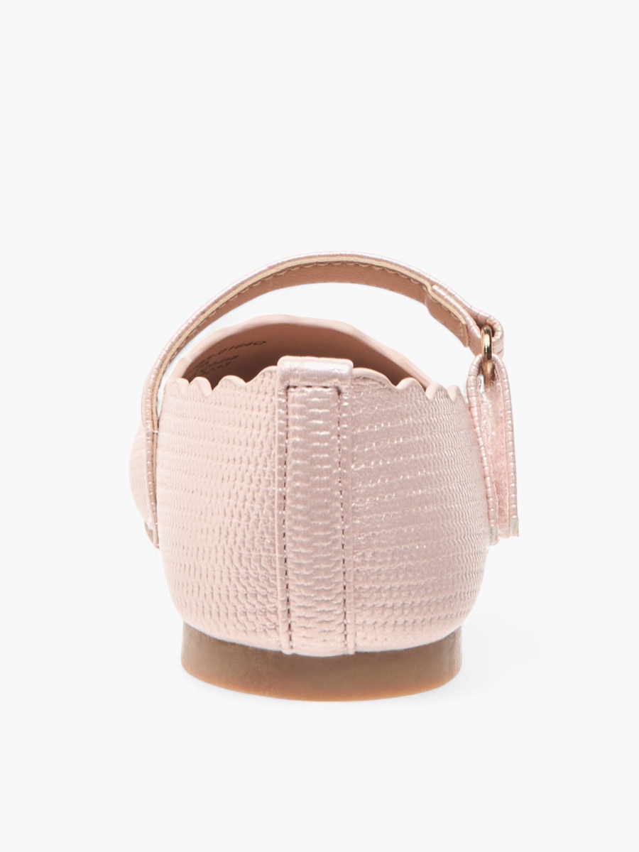 Scallop Detail Ballerina Shoes with Hook and Loop Closure