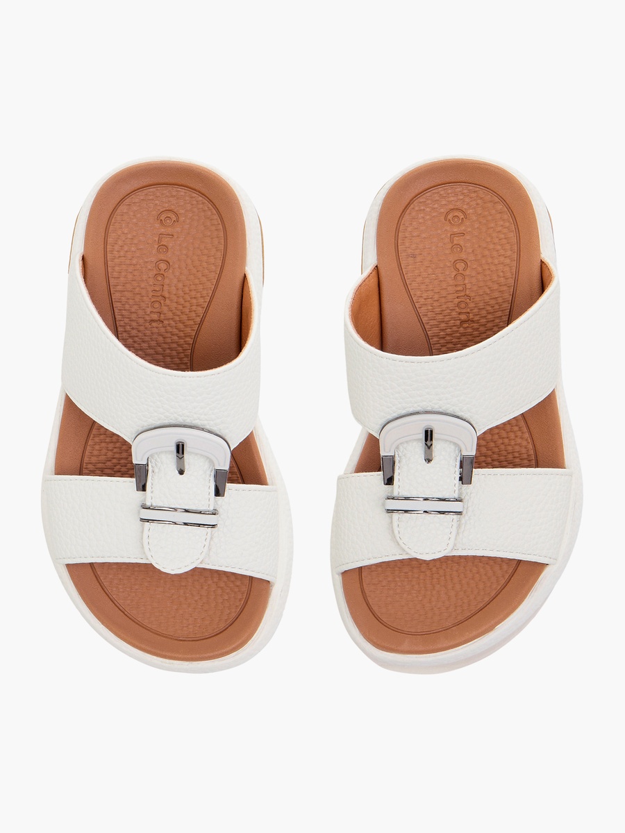 Textured Arabic Comfort Sandals with Buckle Detail