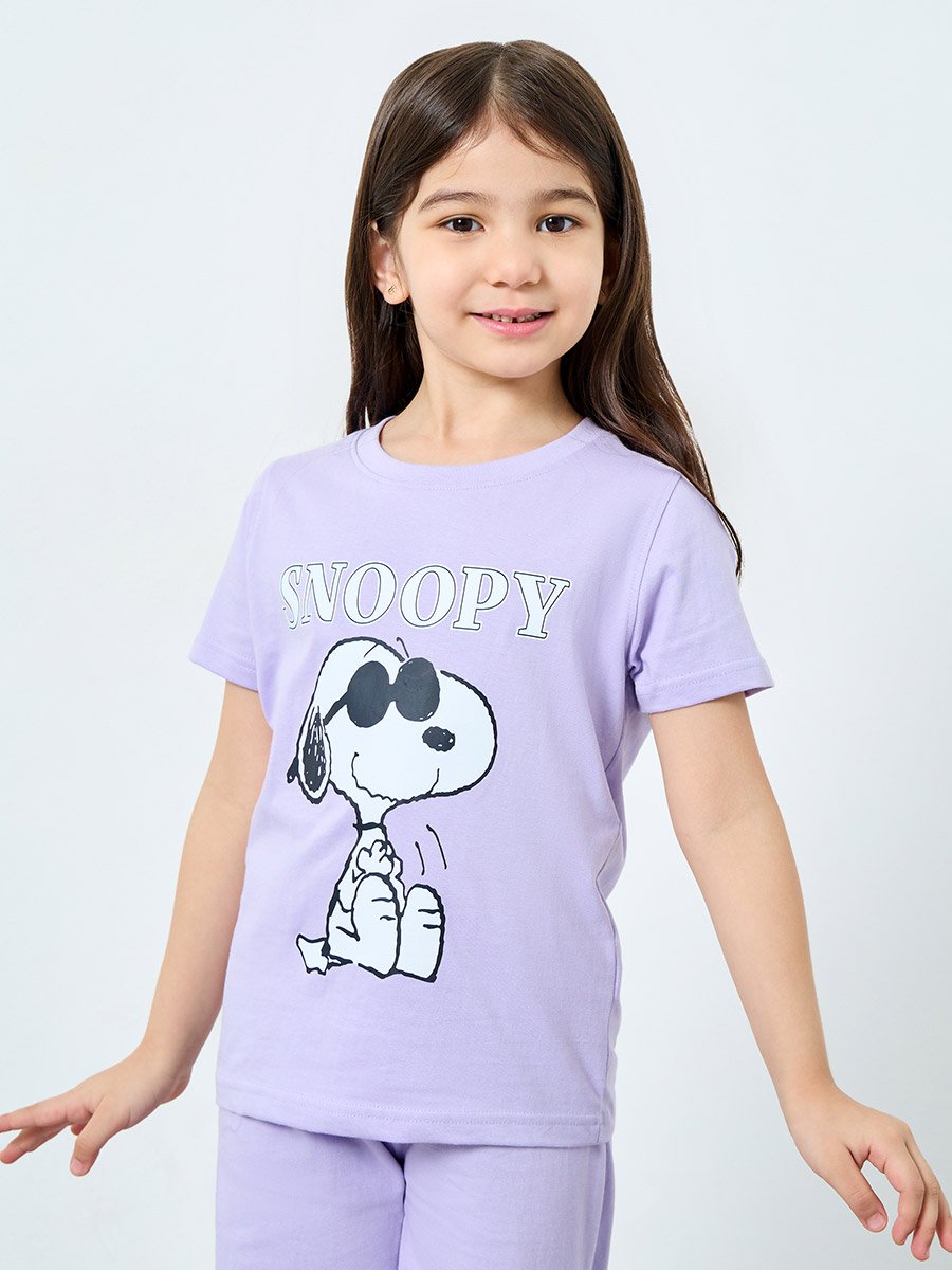 Girls Snoopy Graphic T-Shirt and Pants Set