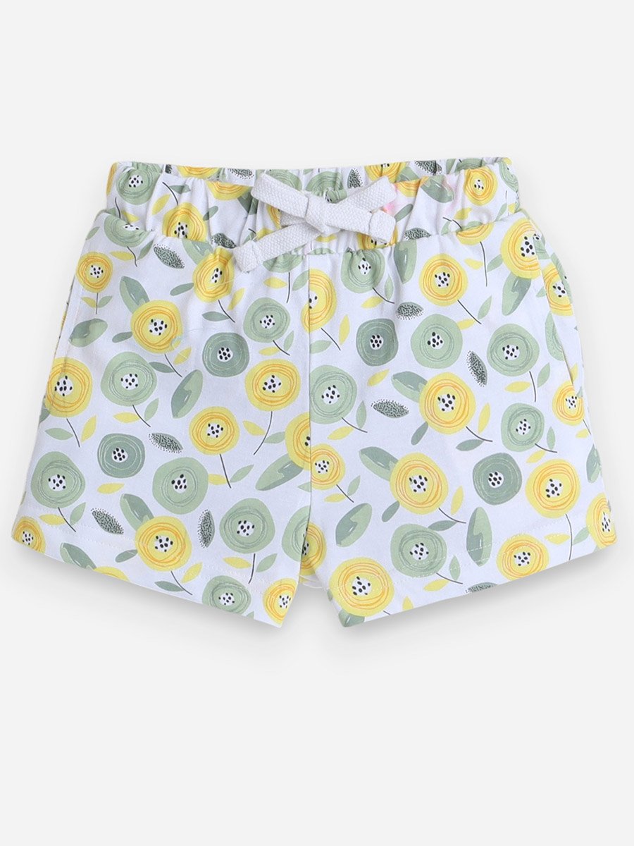 All-Over Printed Cotton T-Shirt and Shorts Set