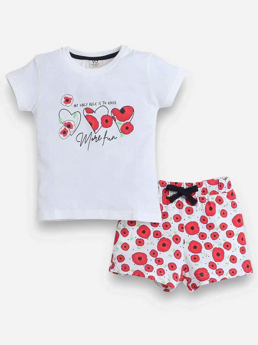 Graphic Print T-Shirt and All-Over Printed Shorts Set