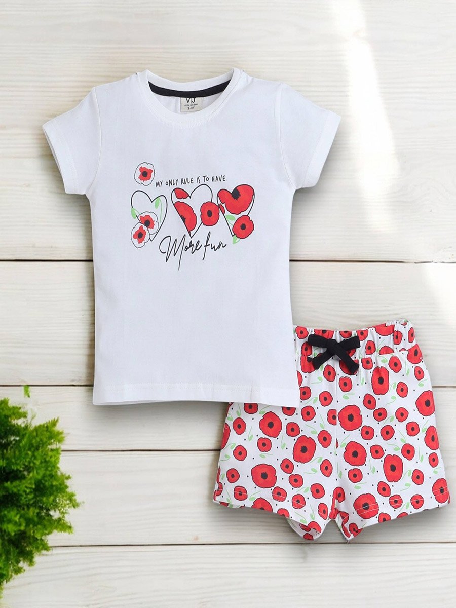 Graphic Print T-Shirt and All-Over Printed Shorts Set