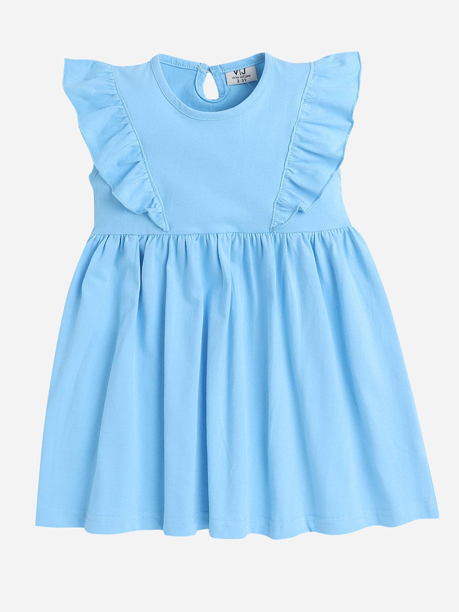Pack of 2 - Round Neck Ruffle Trim Dress