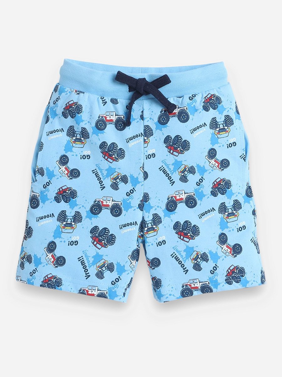 All-Over Printed Cotton T-Shirt and Shorts Set