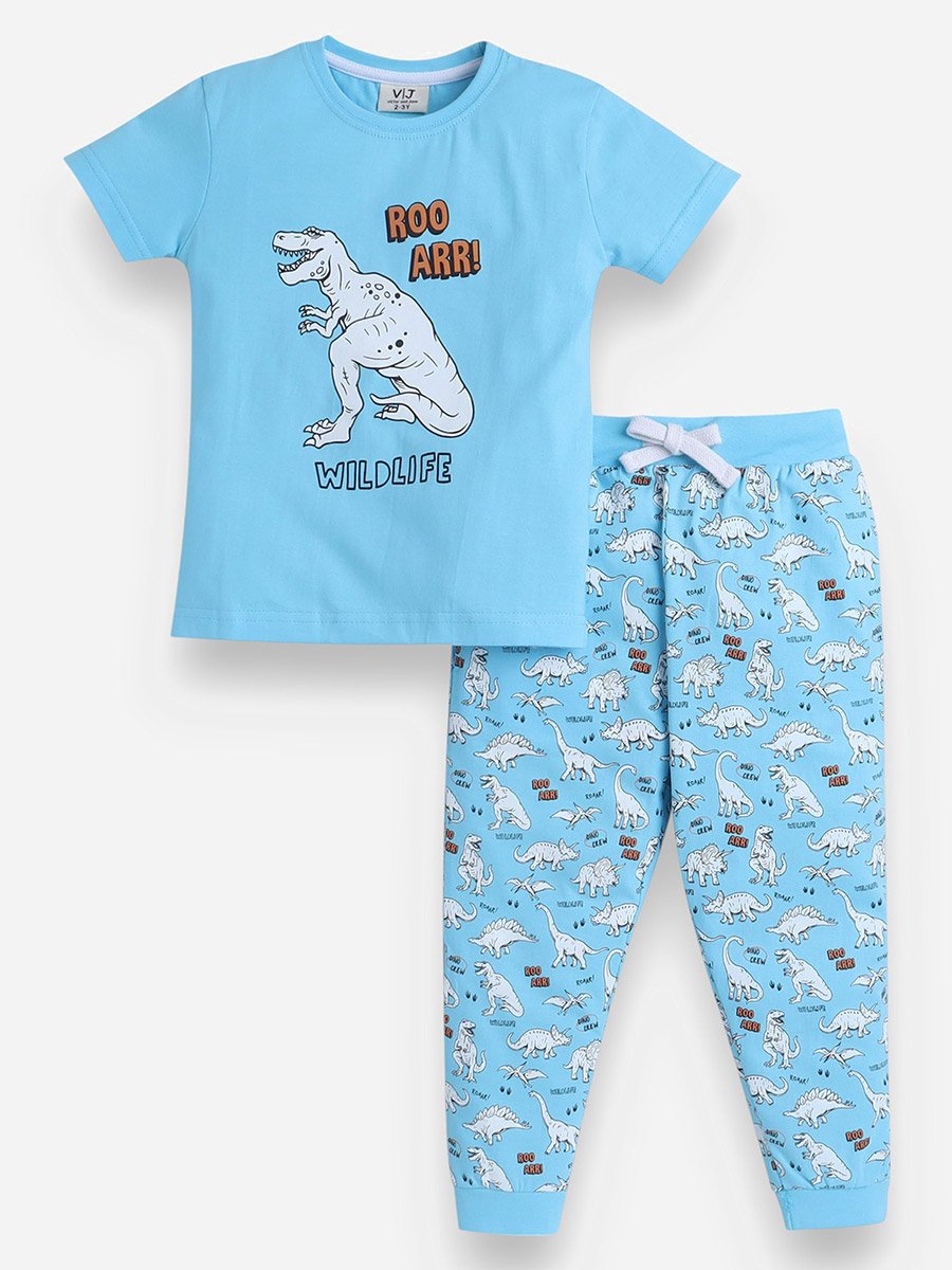 Graphic Print T-Shirt and All-Over Printed Pyjama Set