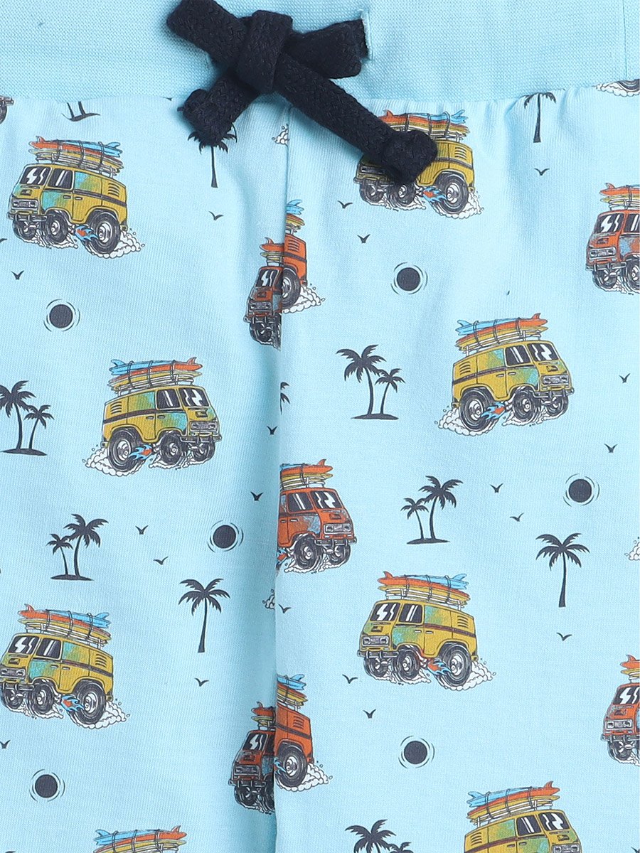 Graphic Print T-Shirt and All-Over Printed Pyjama Set