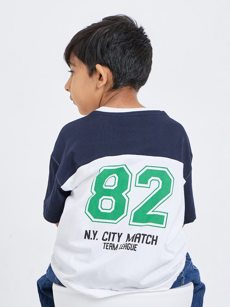 Boys Color Block Printed Oversized T-Shirt
