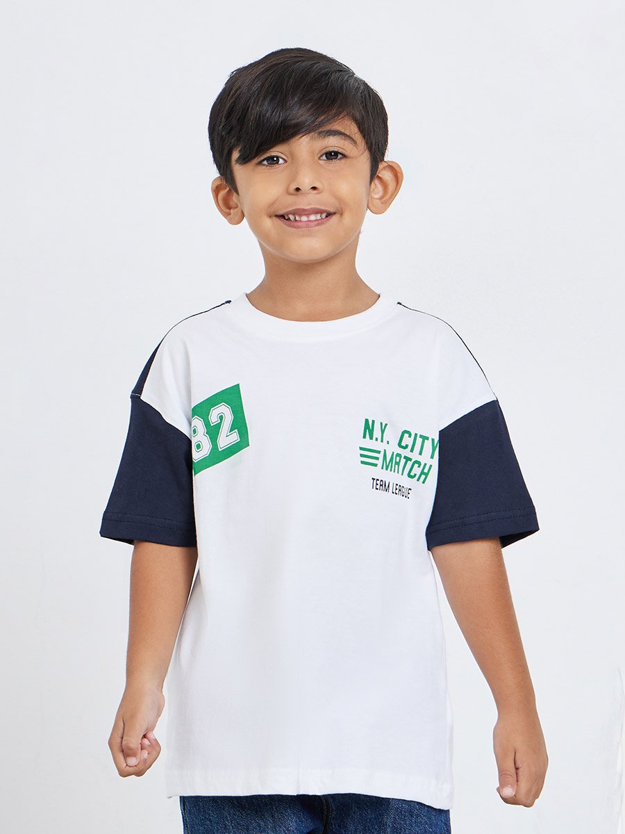Boys Color Block Printed Oversized T-Shirt
