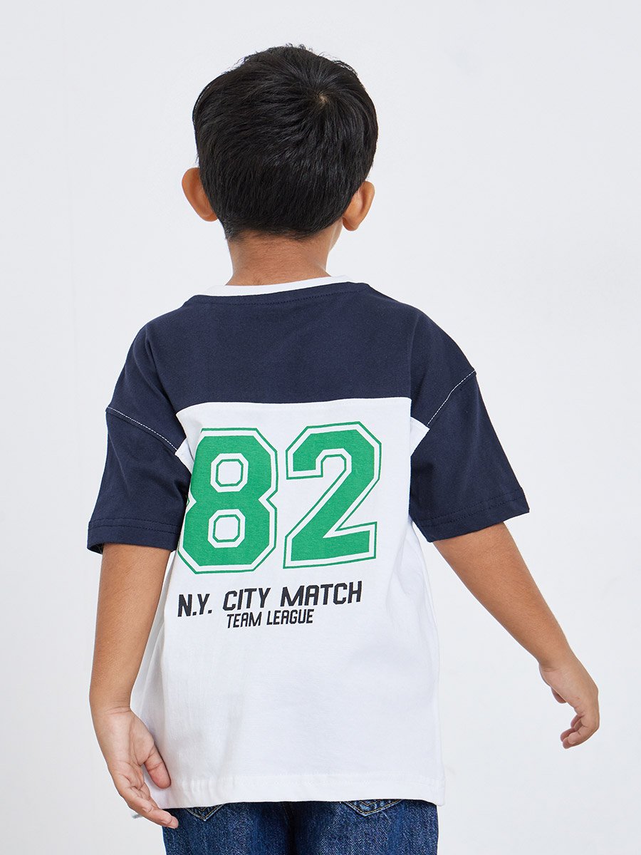 Boys Color Block Printed Oversized T-Shirt