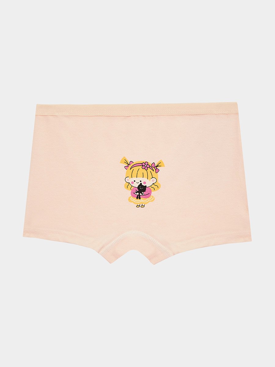 Girls Pack of 4 - Printed Briefs with Elastic Waistband