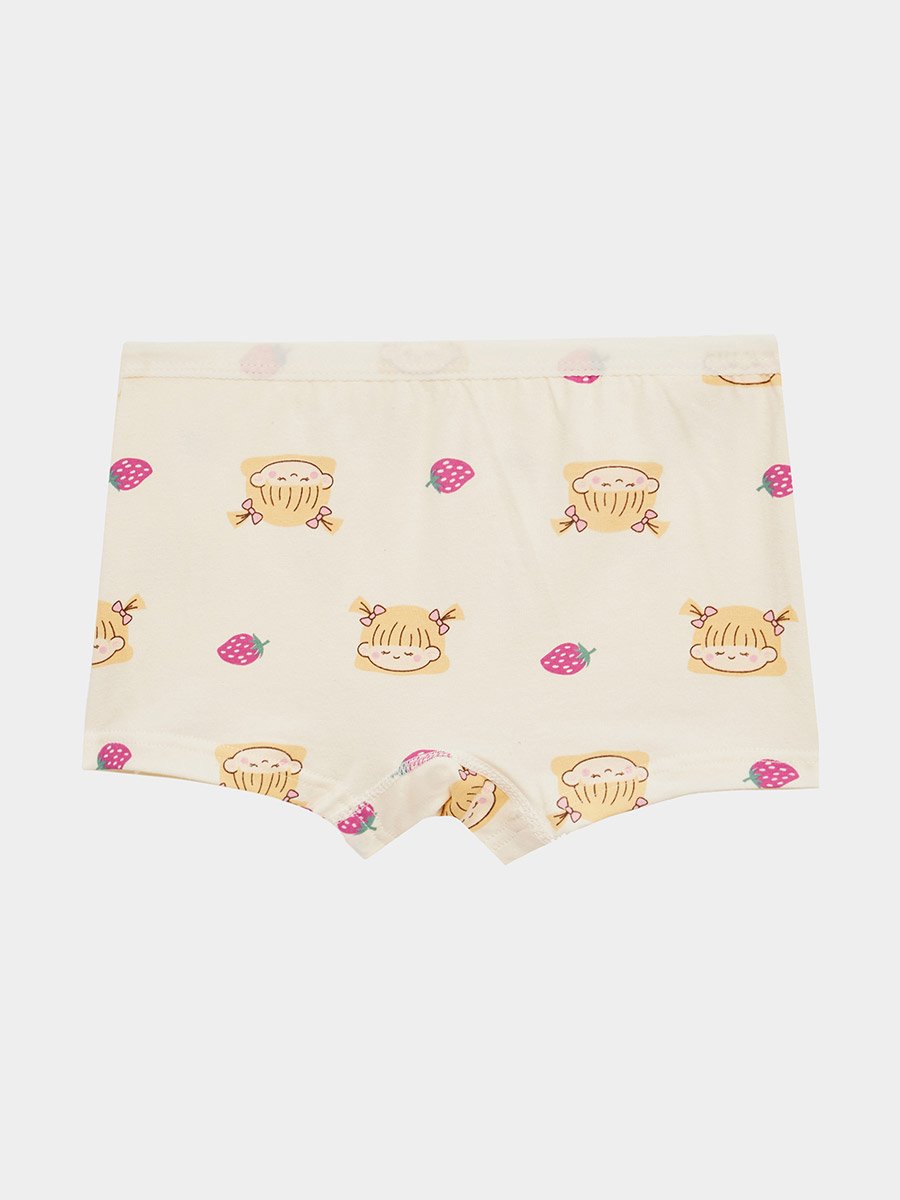 Girls Pack of 4 - Printed Briefs with Elastic Waistband