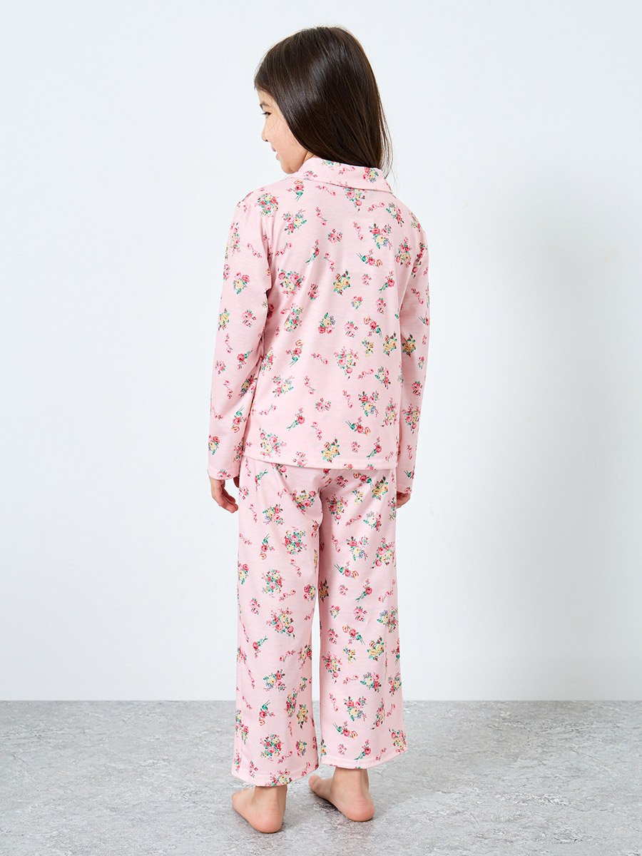 Girls Floral Print Shirt and Pyjama Set