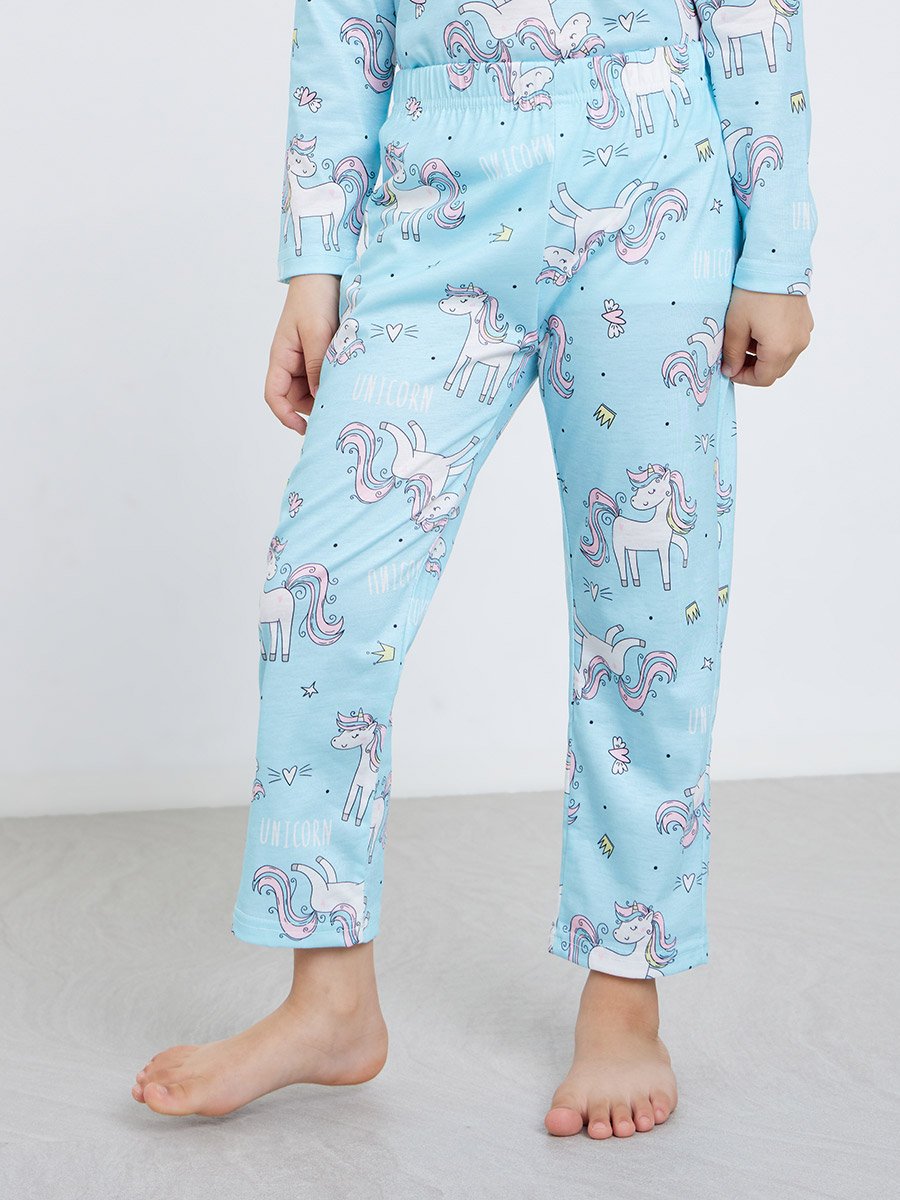 Unicorn Graphic Print T-Shirt and Pyjama Set