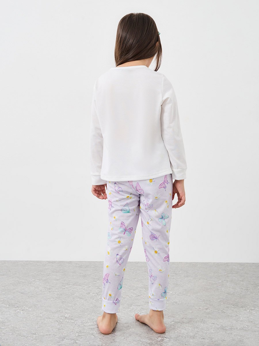 Girls Butterfly Print T-Shirt and Pyjama Set