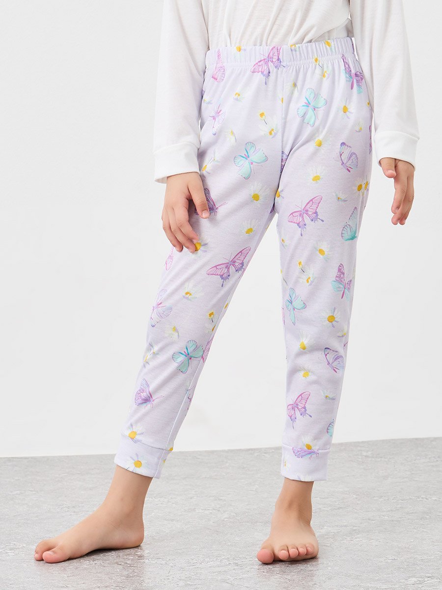 Girls Butterfly Print T-Shirt and Pyjama Set