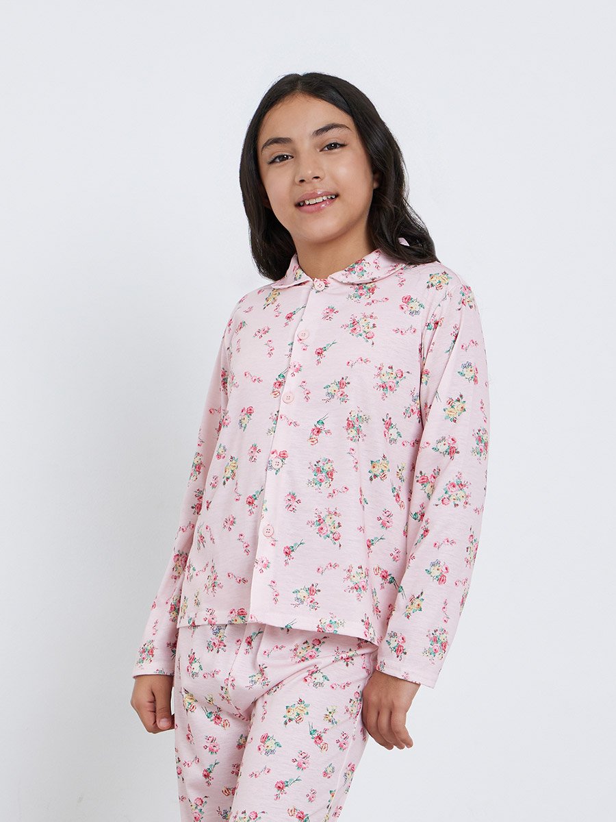Floral Print Shirt and Pyjama Set