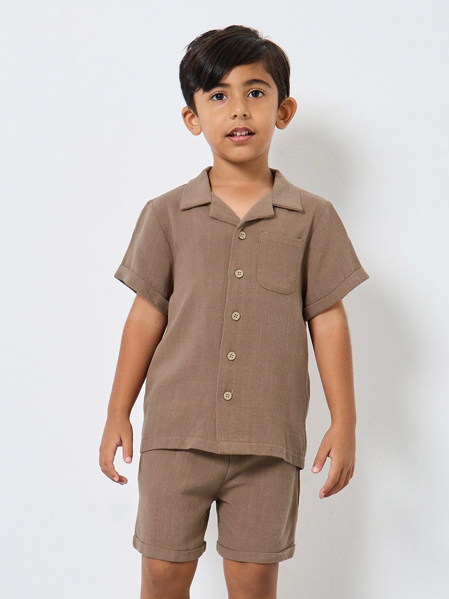 Linen Look Pocket Detail Shirt and Shorts Set