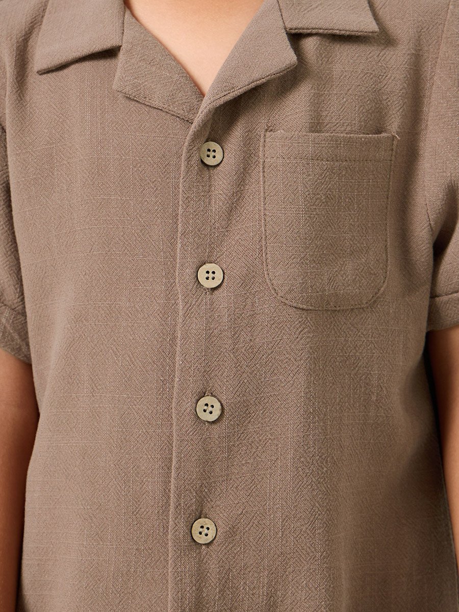 Linen Look Pocket Detail Shirt and Shorts Set