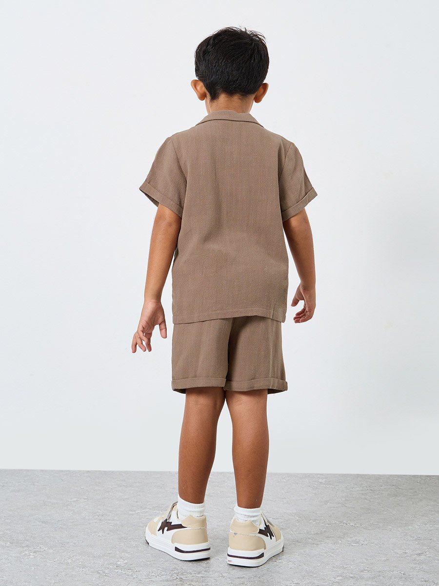 Linen Look Pocket Detail Shirt and Shorts Set