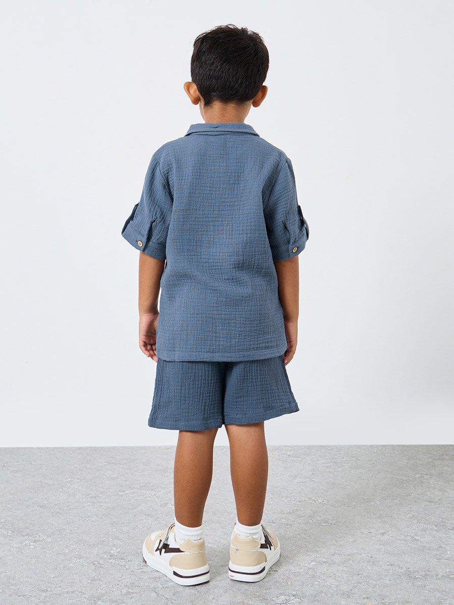 Double Gauze Plain Shirt and Shorts Set