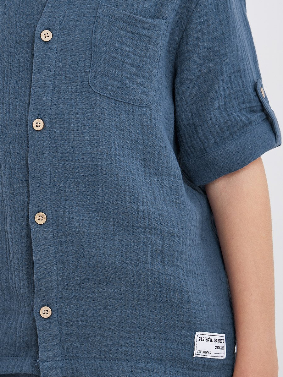 Double Gauze Plain Shirt and Shorts Set
