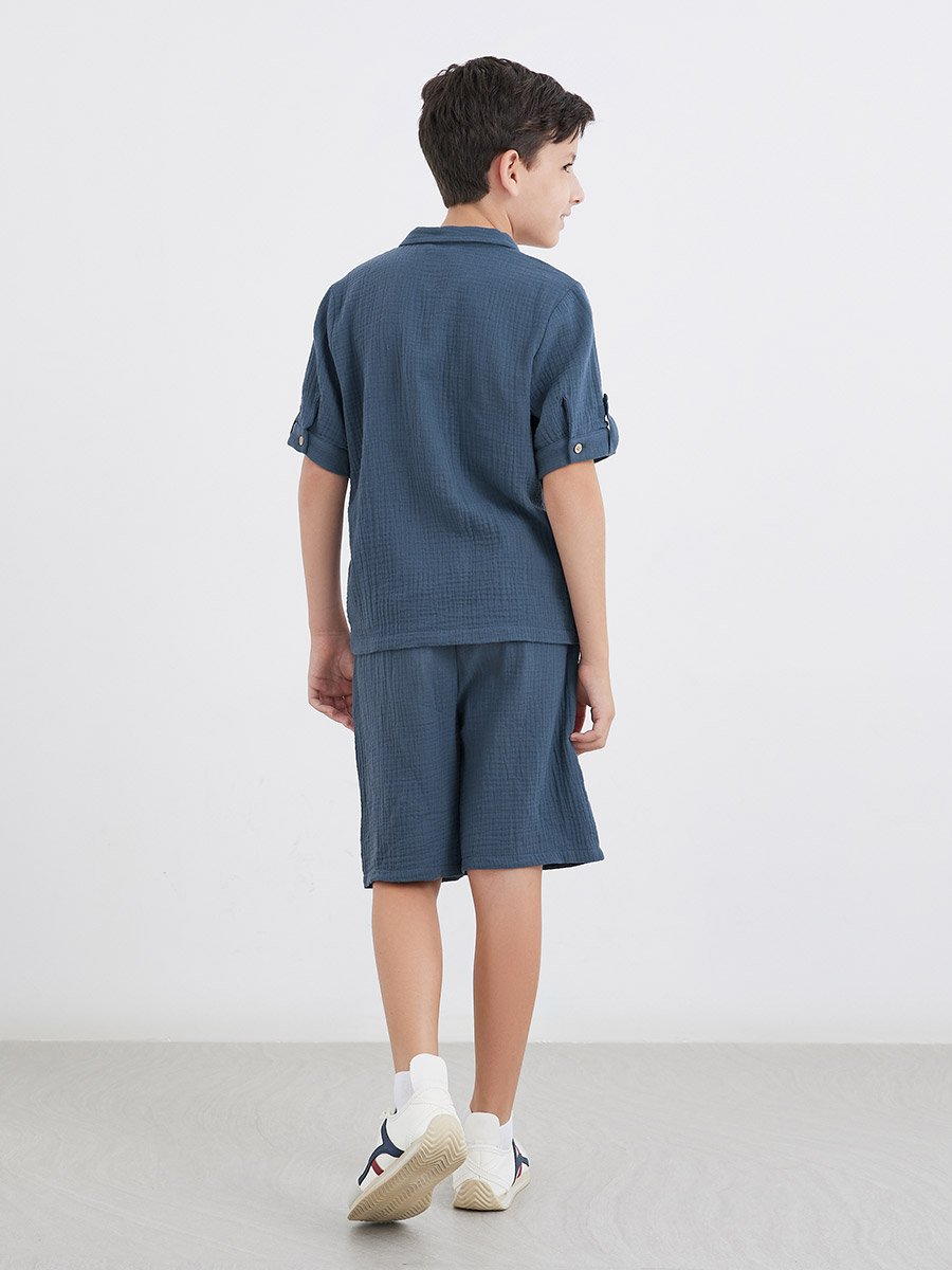 Double Gauze Plain Shirt and Shorts Set