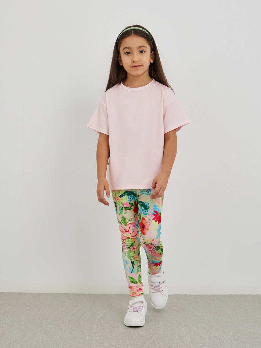 Flower Patch T-Shirt and Striped Leggings Set