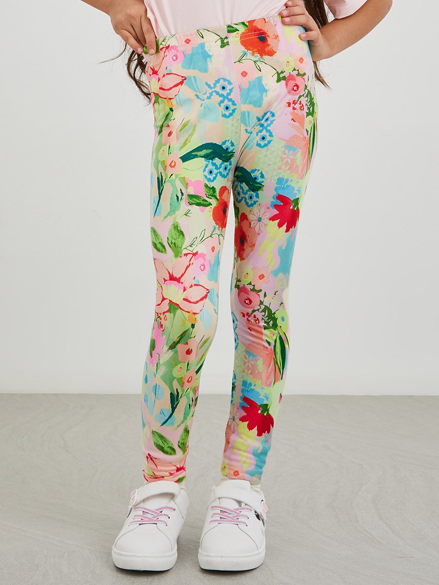 Flower Patch T-Shirt and Striped Leggings Set