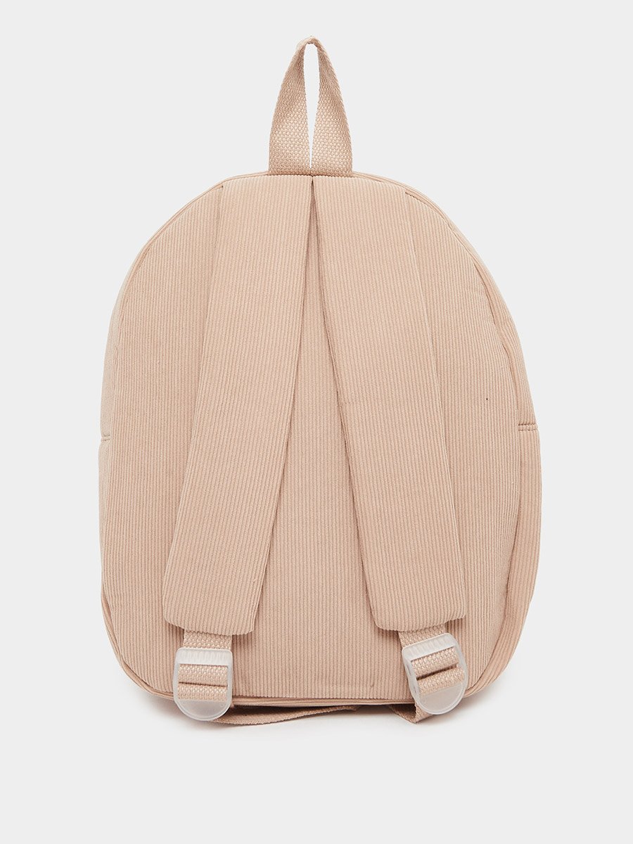 Boys Beige Corduroy Bear Backpack 24x31x10cm