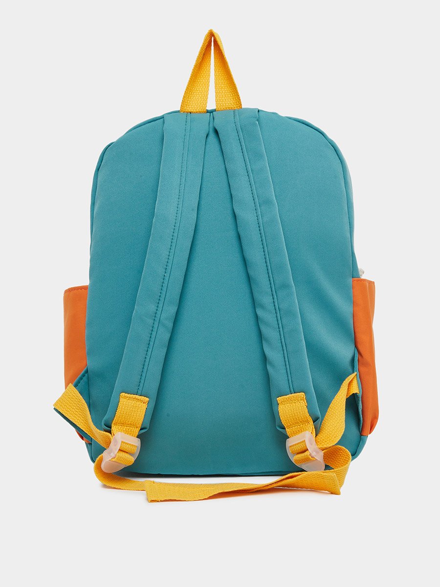 Color Block Backpack with Buckle Strap 27x35x11.5cm