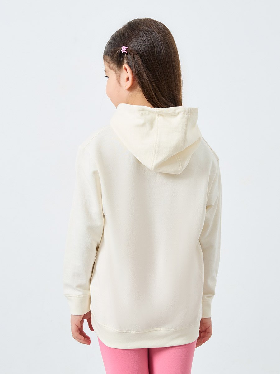 Girls Off White Heart Print Hoodie