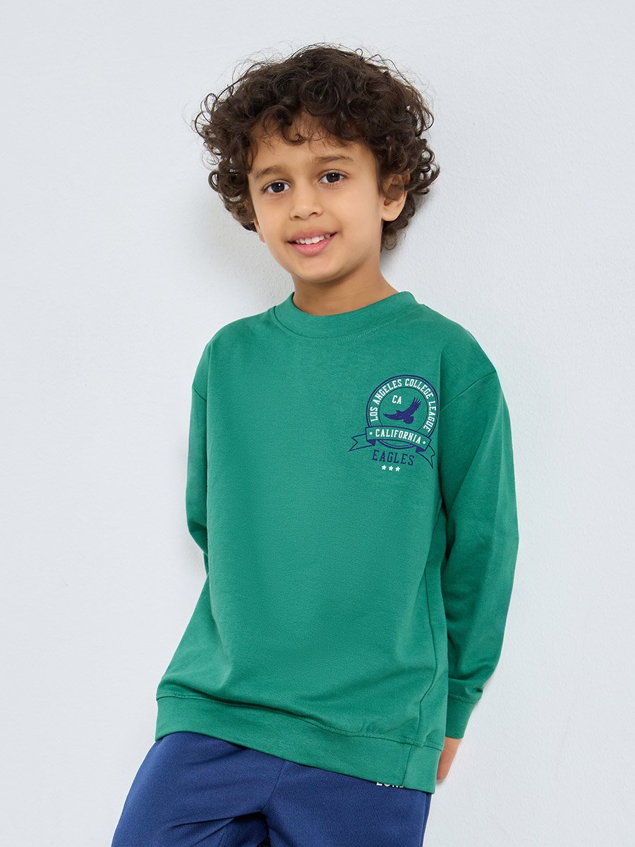 Boys Green Graphic Print Sweatshirt