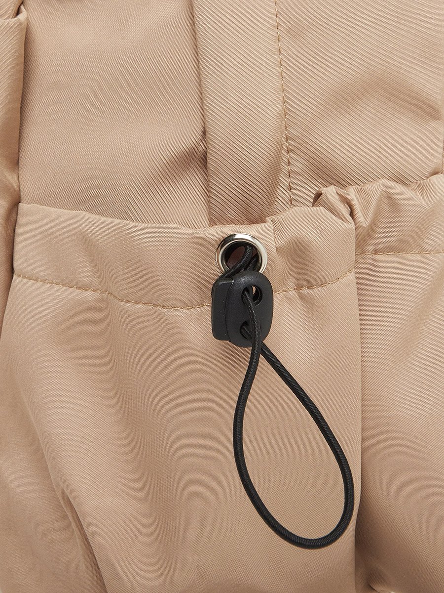 Unisex Beige Backpack with Drawstring Pocket 35x17x42cm