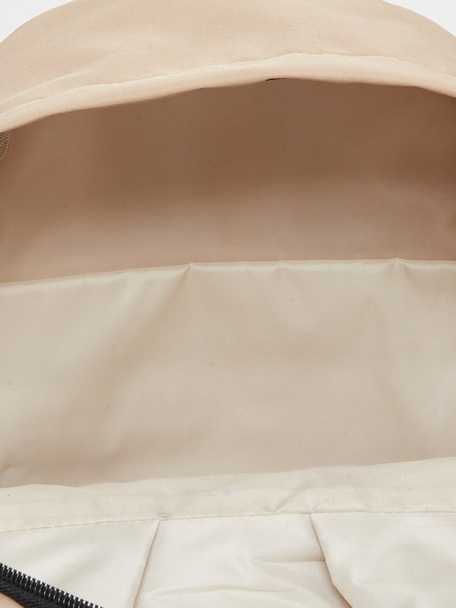 Unisex Beige Backpack with Drawstring Pocket 35x17x42cm