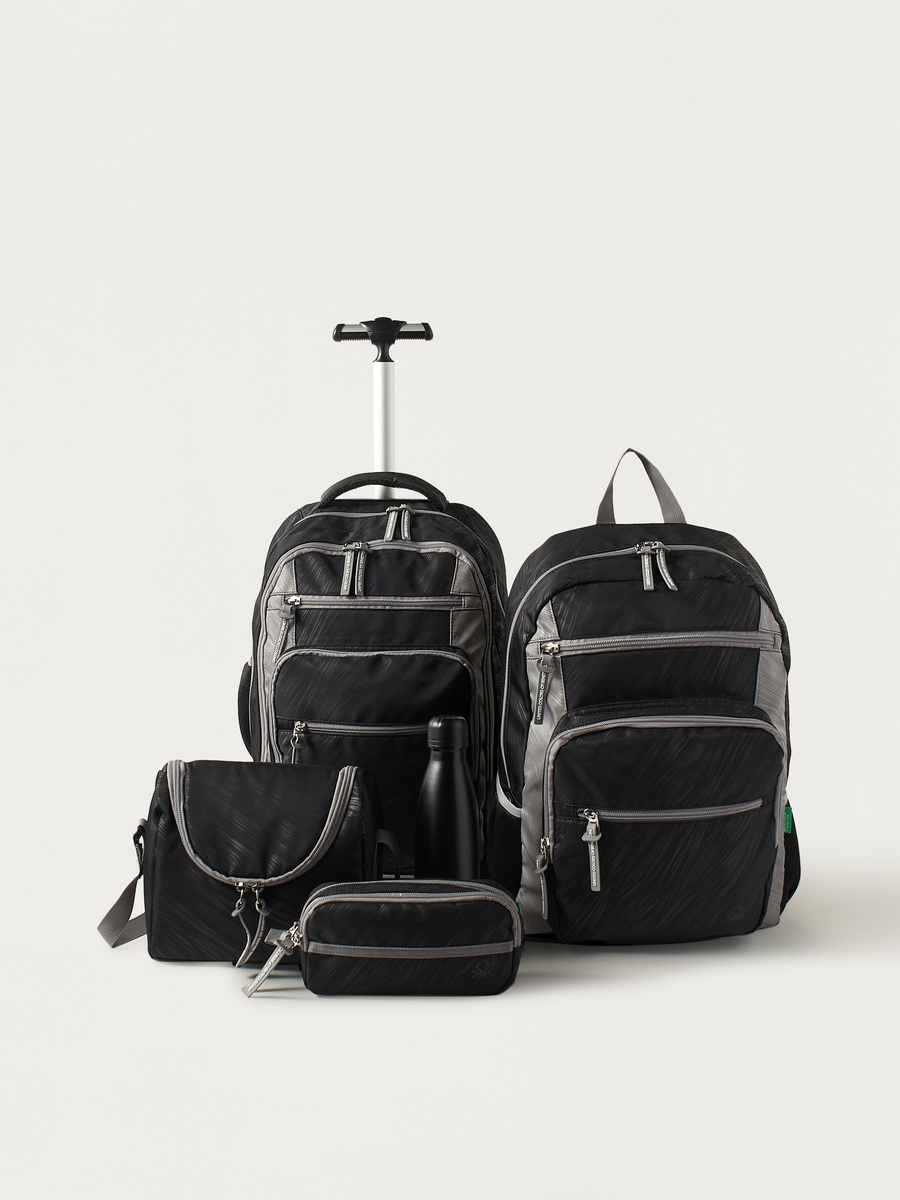 Colourblock 18-inch Trolley Backpack with Wheels - 30x16x46 cm